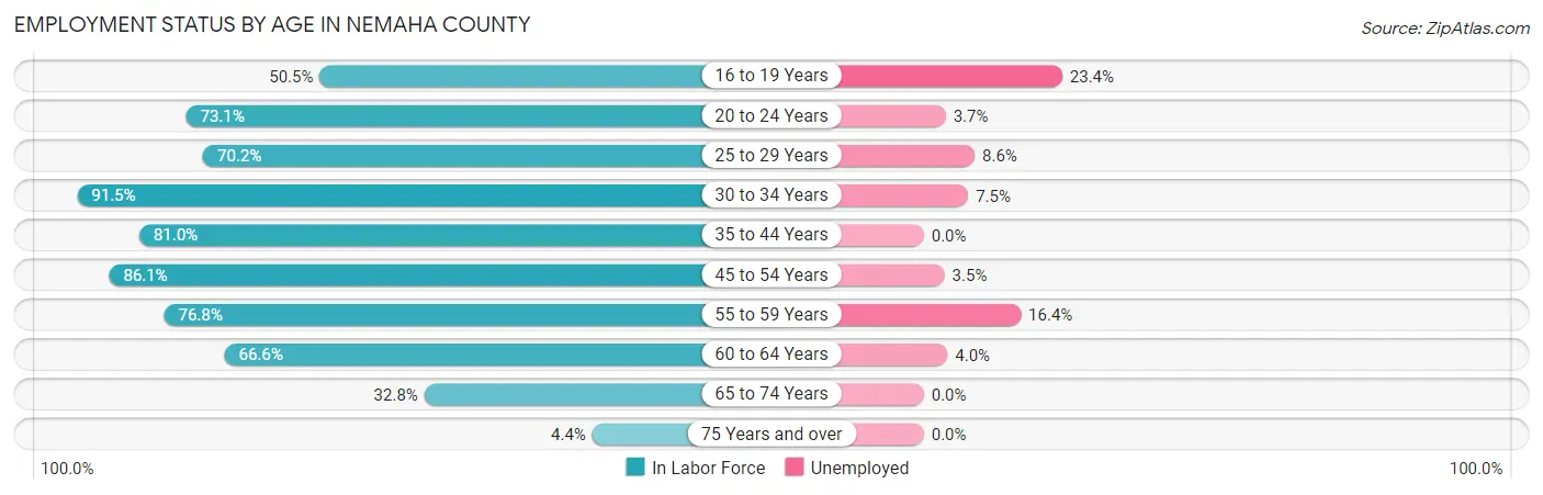 Employment Status by Age in Nemaha County
