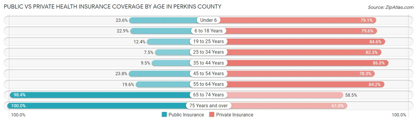 Public vs Private Health Insurance Coverage by Age in Perkins County