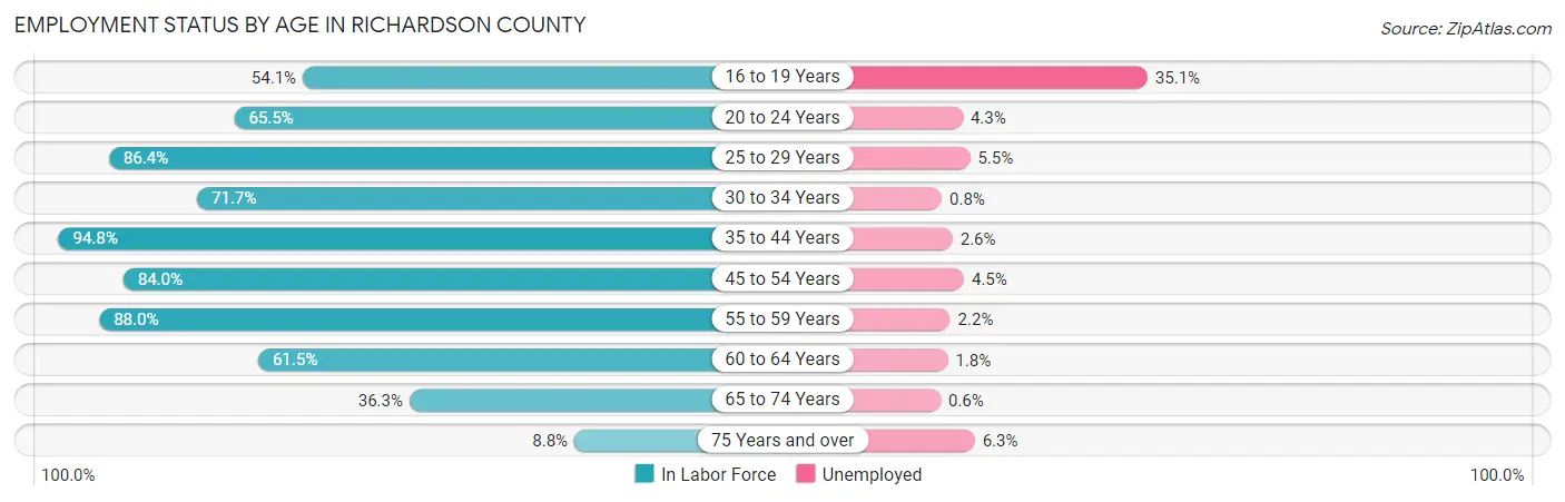 Employment Status by Age in Richardson County