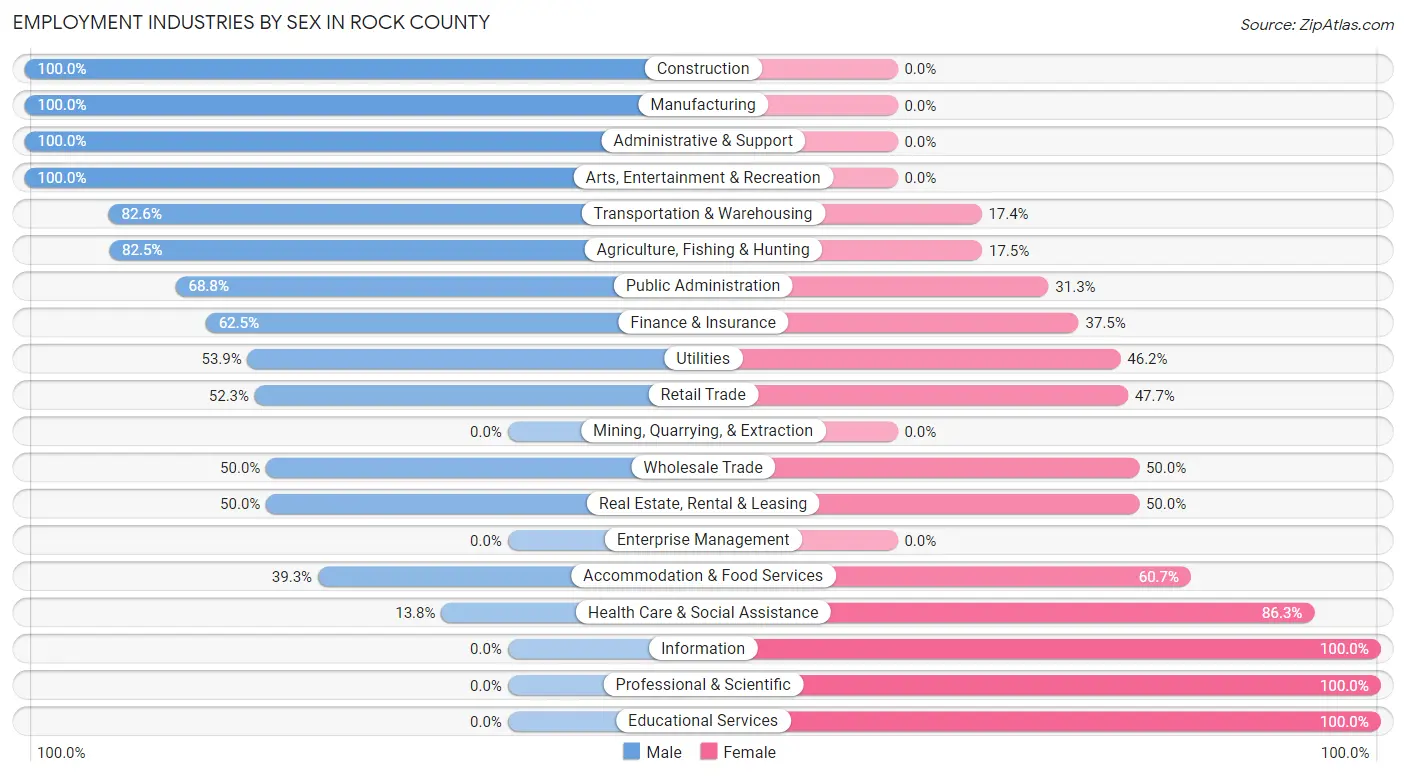 Employment Industries by Sex in Rock County