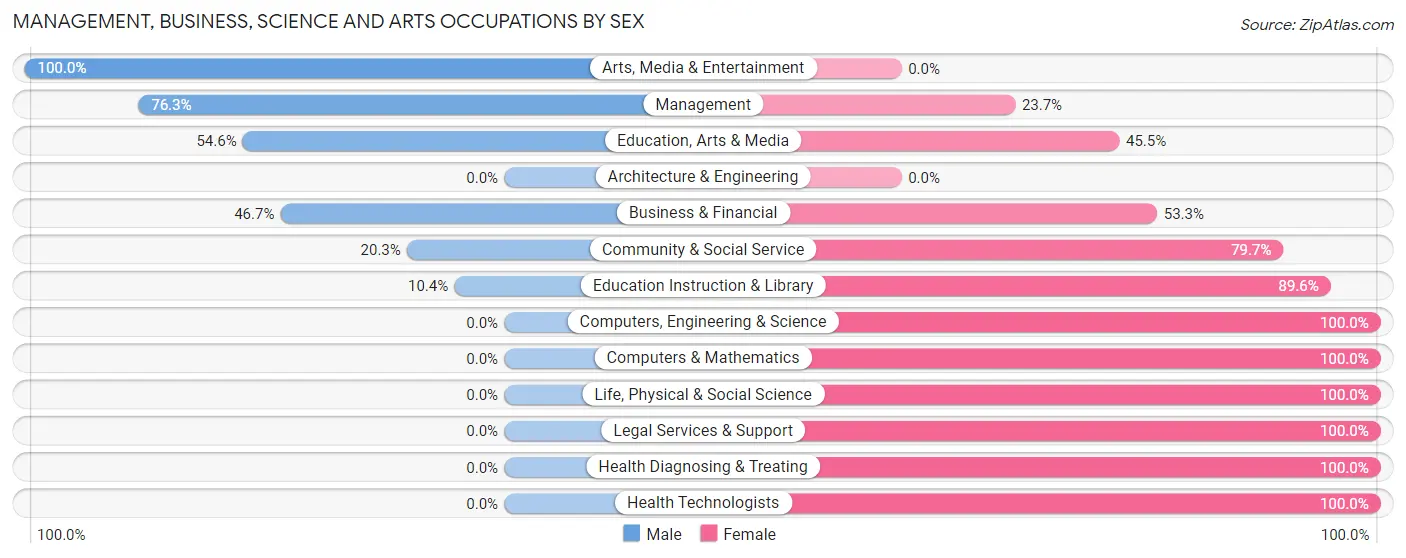 Management, Business, Science and Arts Occupations by Sex in Rock County