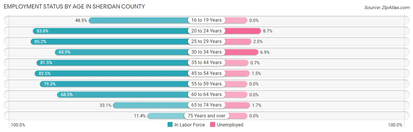 Employment Status by Age in Sheridan County