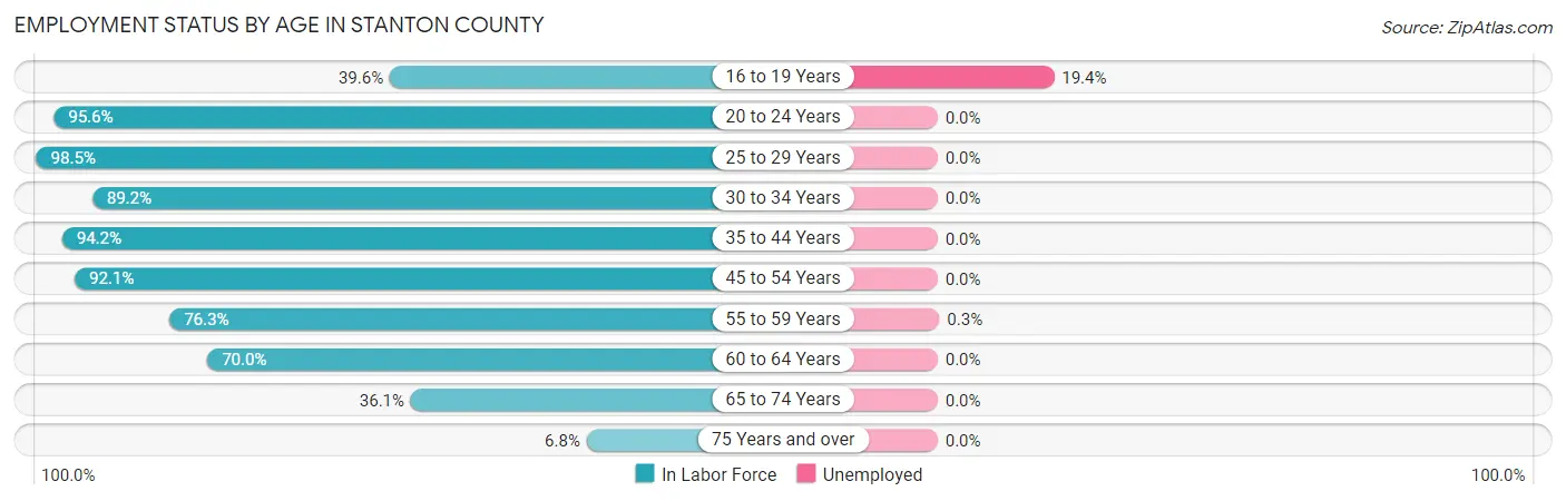 Employment Status by Age in Stanton County