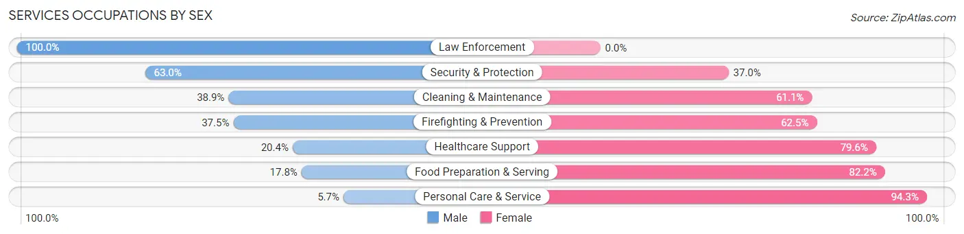 Services Occupations by Sex in Stanton County