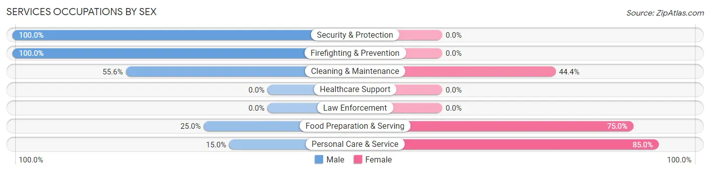 Services Occupations by Sex in Wheeler County