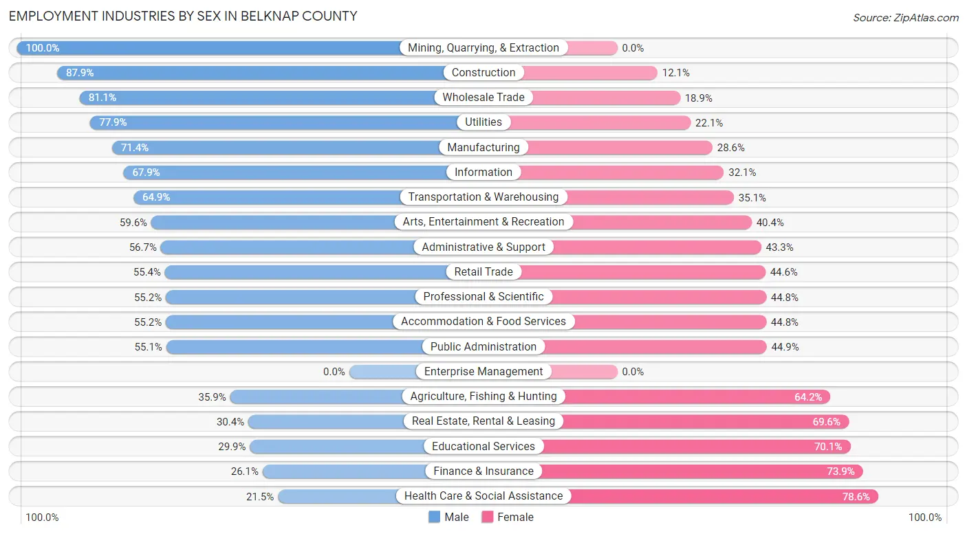 Employment Industries by Sex in Belknap County