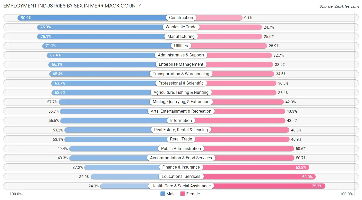 Employment Industries by Sex in Merrimack County