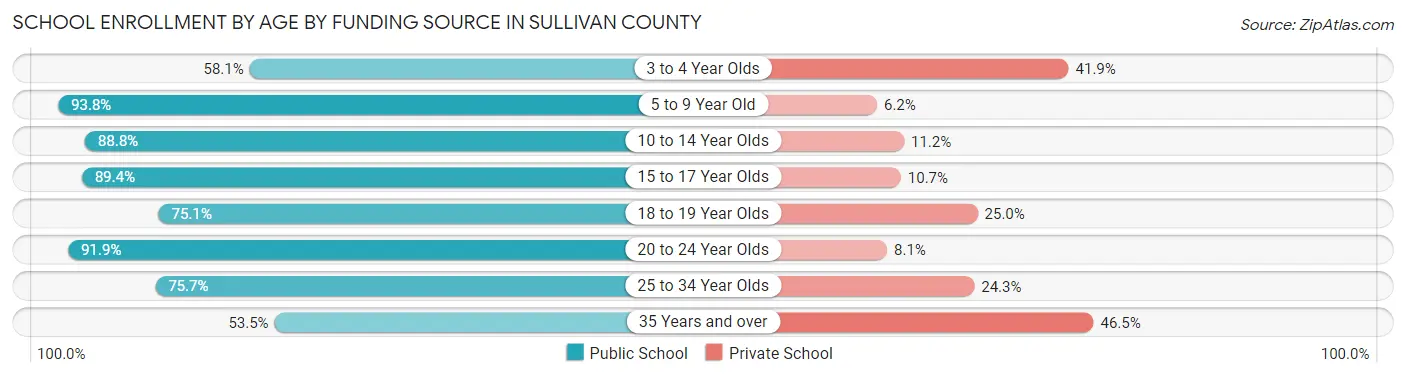 School Enrollment by Age by Funding Source in Sullivan County