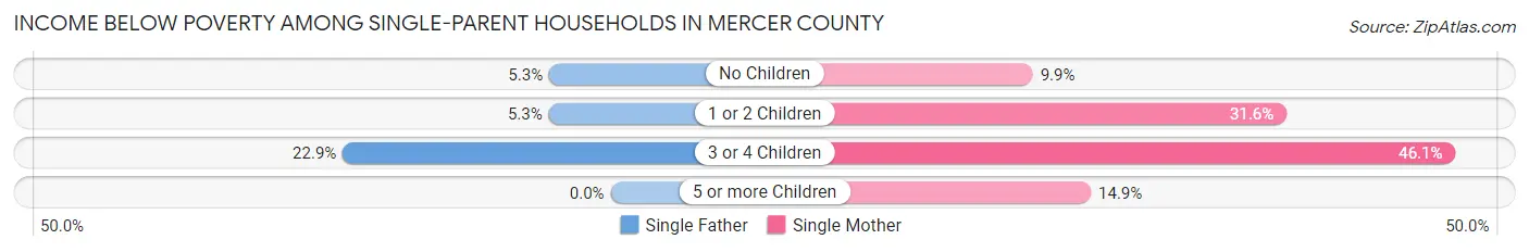 Income Below Poverty Among Single-Parent Households in Mercer County