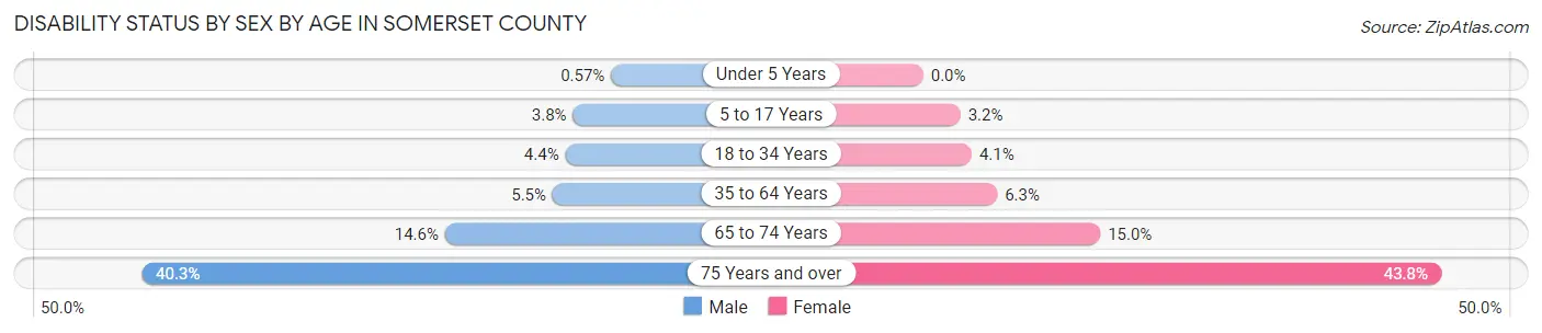 Disability Status by Sex by Age in Somerset County