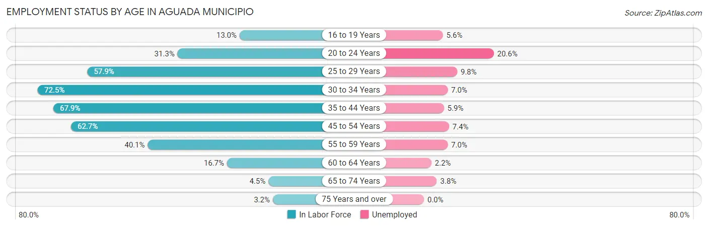 Employment Status by Age in Aguada Municipio