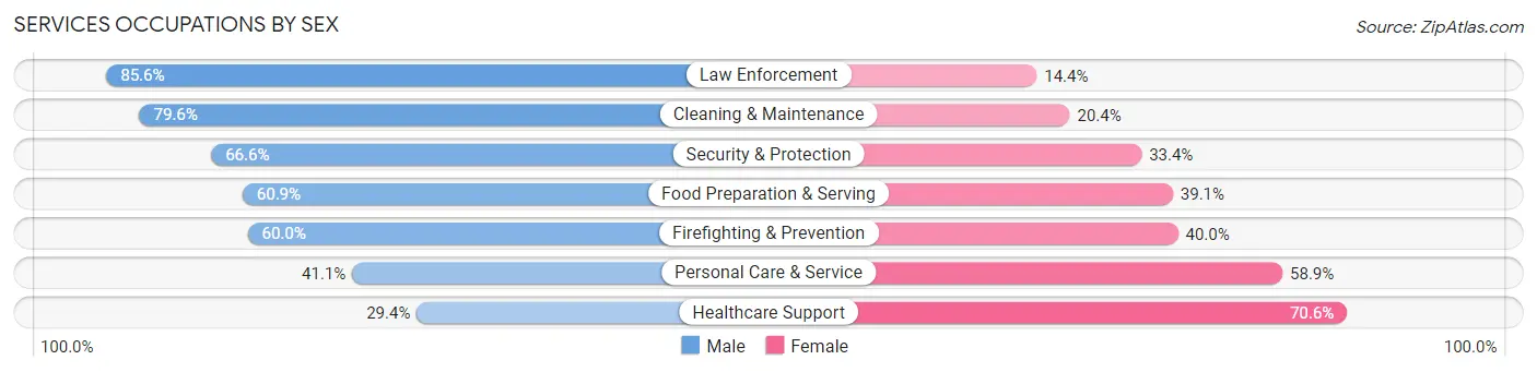 Services Occupations by Sex in Aguada Municipio
