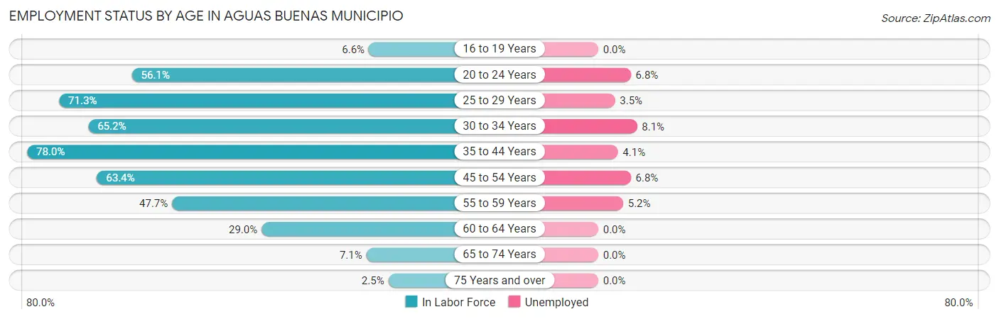 Employment Status by Age in Aguas Buenas Municipio