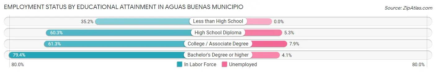 Employment Status by Educational Attainment in Aguas Buenas Municipio