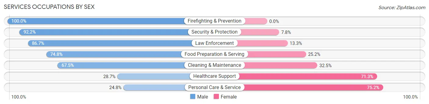 Services Occupations by Sex in Aibonito Municipio