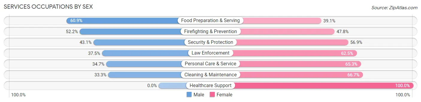 Services Occupations by Sex in Barceloneta Municipio