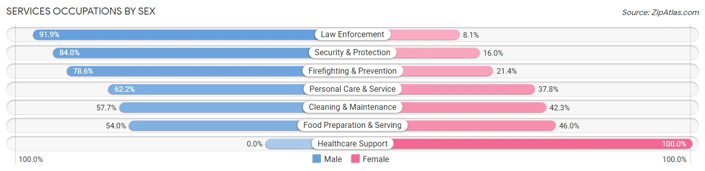 Services Occupations by Sex in Cabo Rojo Municipio