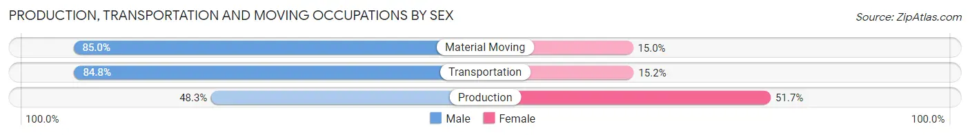 Production, Transportation and Moving Occupations by Sex in Cayey Municipio