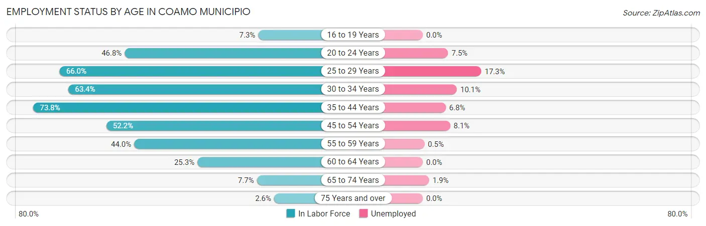 Employment Status by Age in Coamo Municipio