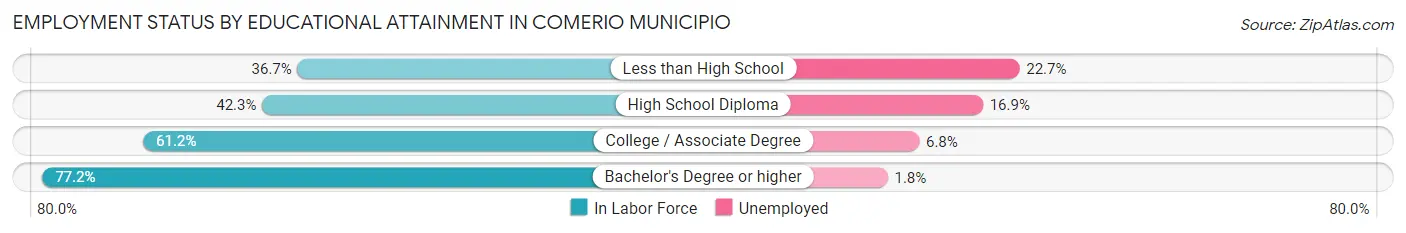 Employment Status by Educational Attainment in Comerio Municipio