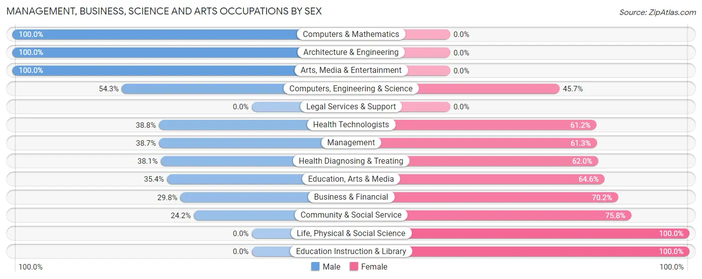Management, Business, Science and Arts Occupations by Sex in Comerio Municipio