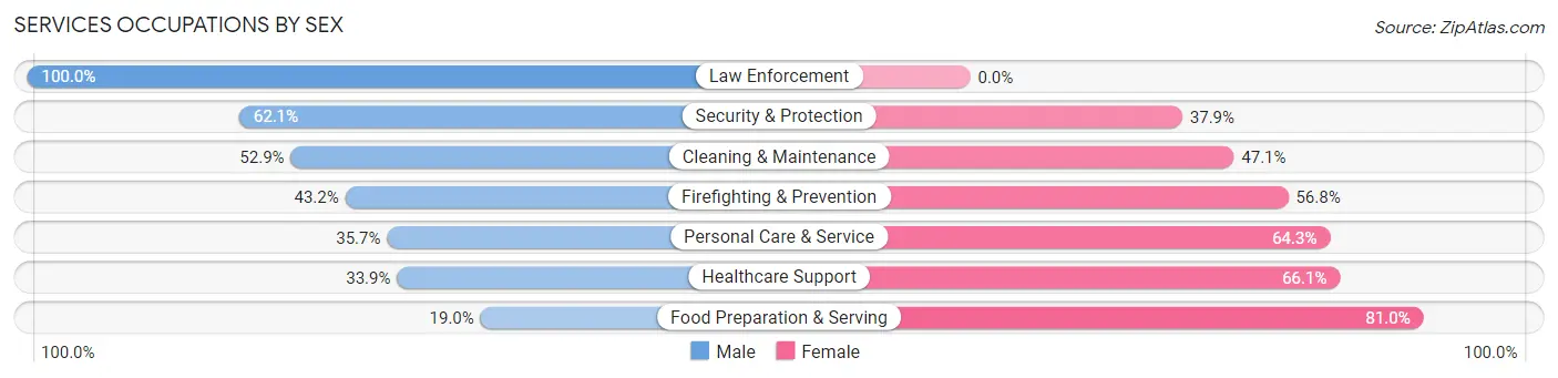 Services Occupations by Sex in Florida Municipio