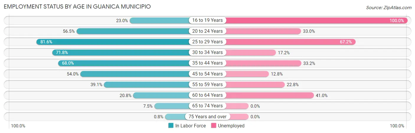 Employment Status by Age in Guanica Municipio