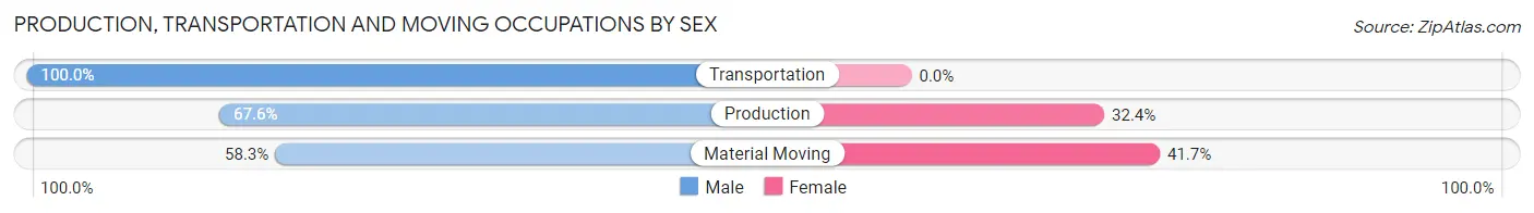 Production, Transportation and Moving Occupations by Sex in Guayama Municipio
