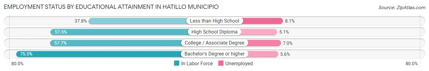 Employment Status by Educational Attainment in Hatillo Municipio