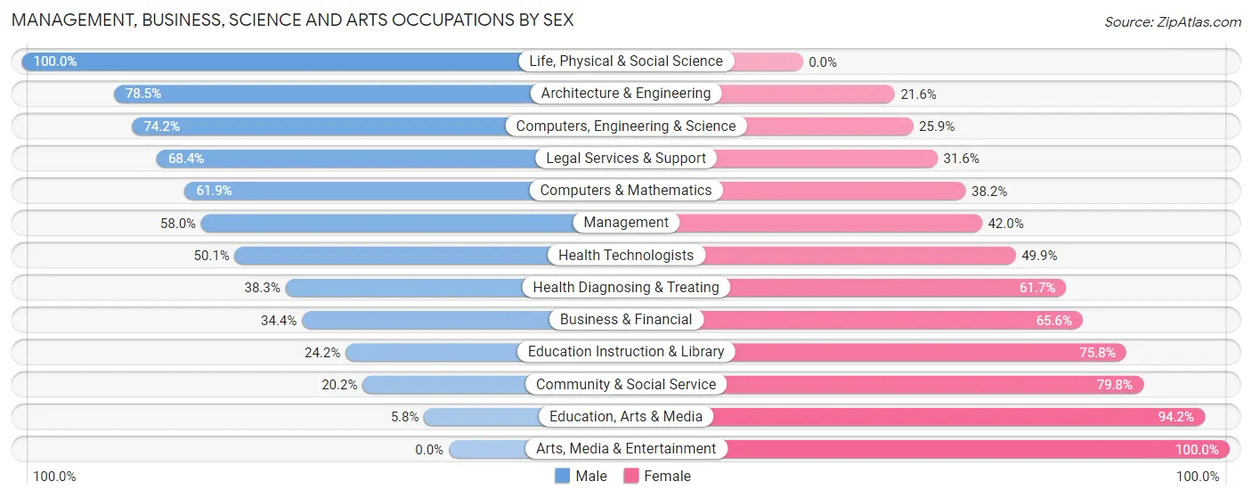 Management, Business, Science and Arts Occupations by Sex in Isabela Municipio