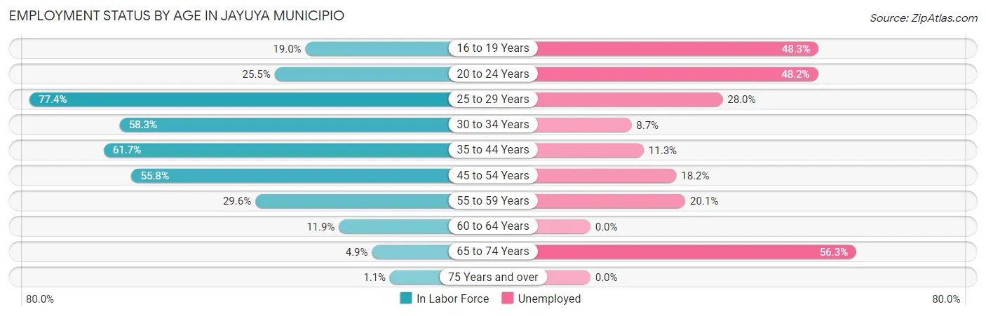 Employment Status by Age in Jayuya Municipio
