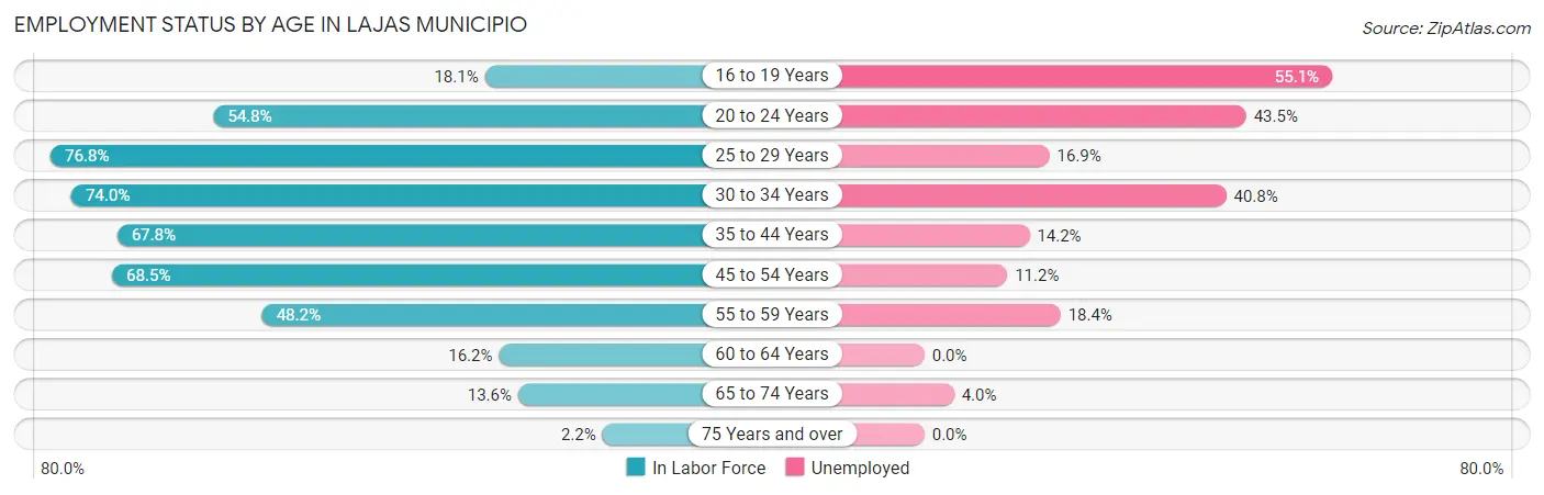 Employment Status by Age in Lajas Municipio
