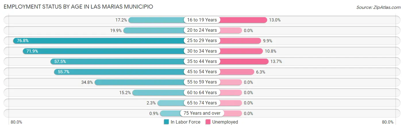Employment Status by Age in Las Marias Municipio