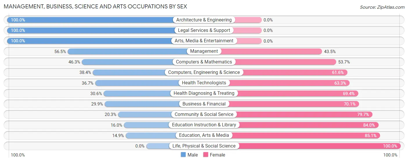 Management, Business, Science and Arts Occupations by Sex in Loiza Municipio