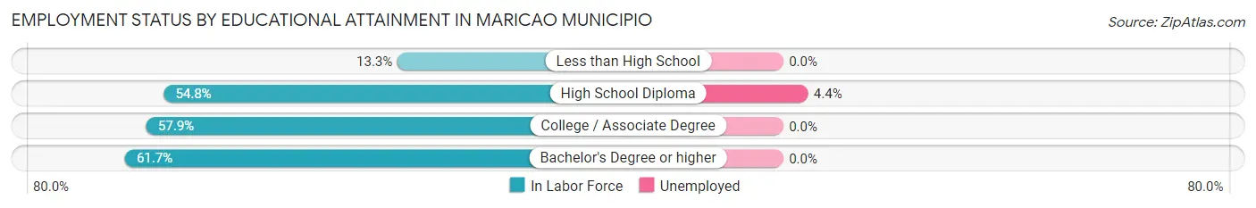 Employment Status by Educational Attainment in Maricao Municipio