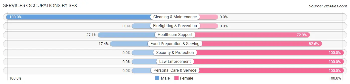 Services Occupations by Sex in Maricao Municipio