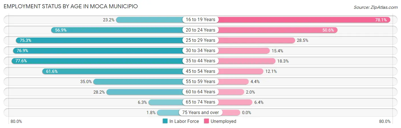Employment Status by Age in Moca Municipio