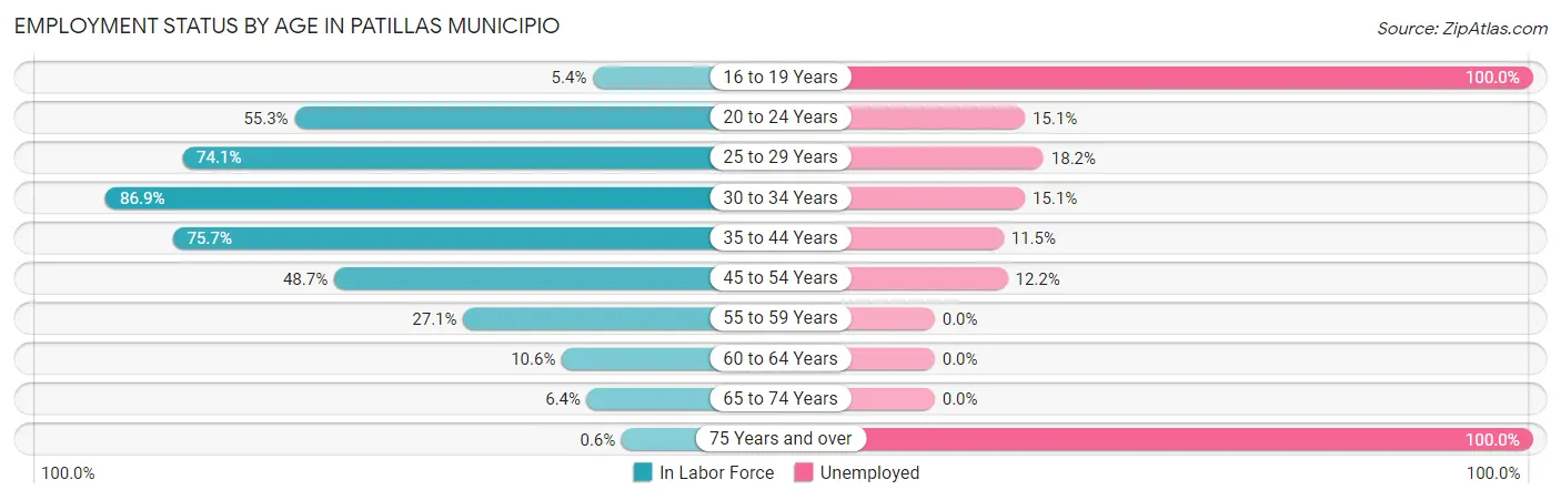 Employment Status by Age in Patillas Municipio