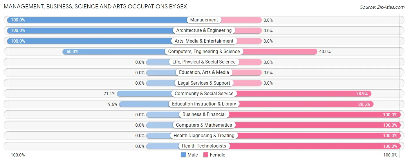 Management, Business, Science and Arts Occupations by Sex in Patillas Municipio