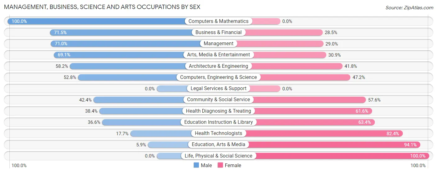 Management, Business, Science and Arts Occupations by Sex in Rincon Municipio