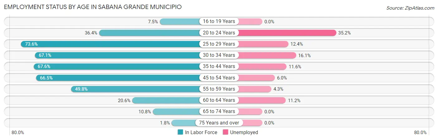 Employment Status by Age in Sabana Grande Municipio