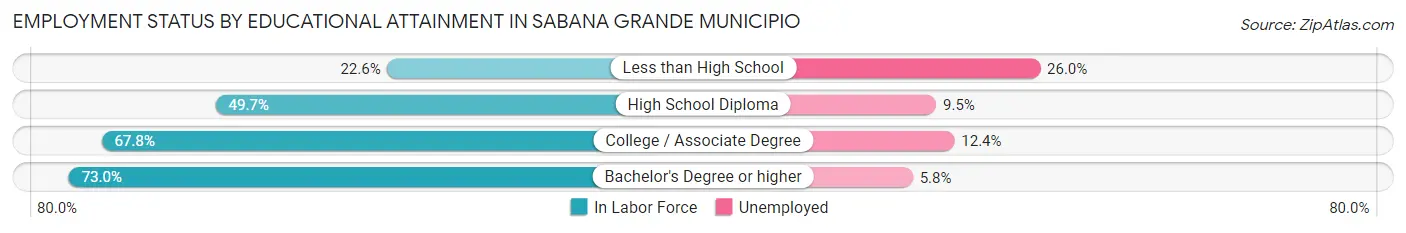 Employment Status by Educational Attainment in Sabana Grande Municipio