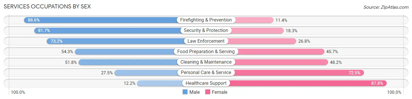 Services Occupations by Sex in Toa Baja Municipio
