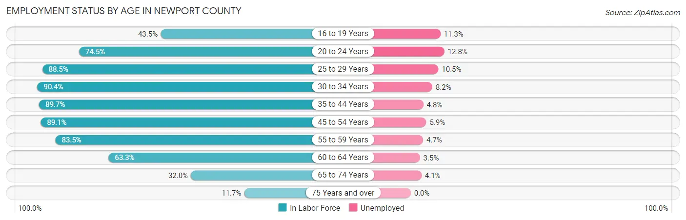 Employment Status by Age in Newport County