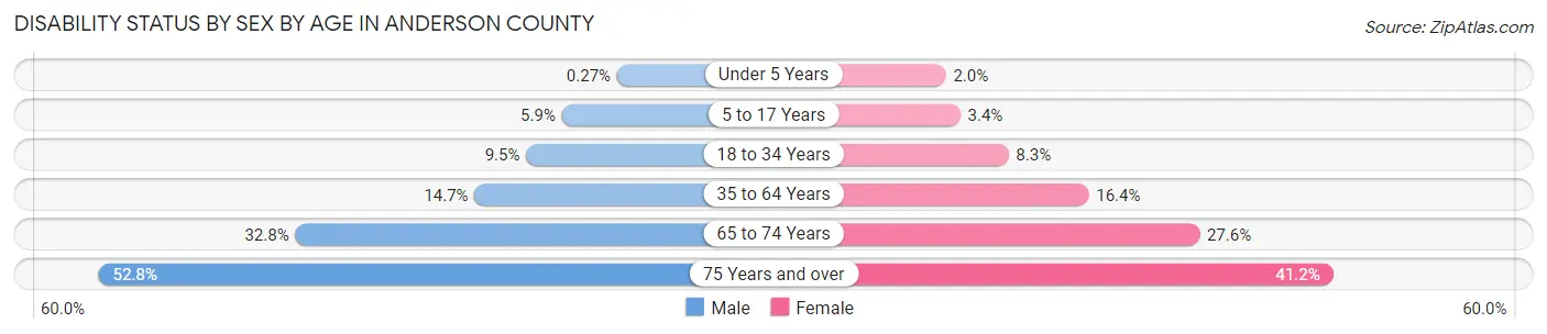 Disability Status by Sex by Age in Anderson County