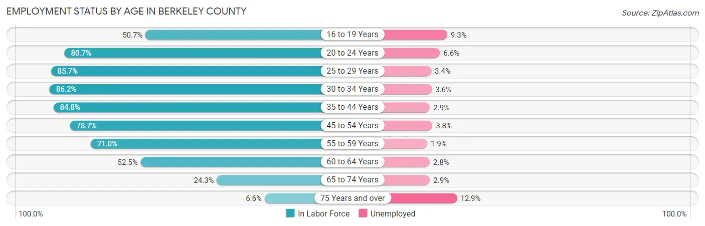 Employment Status by Age in Berkeley County