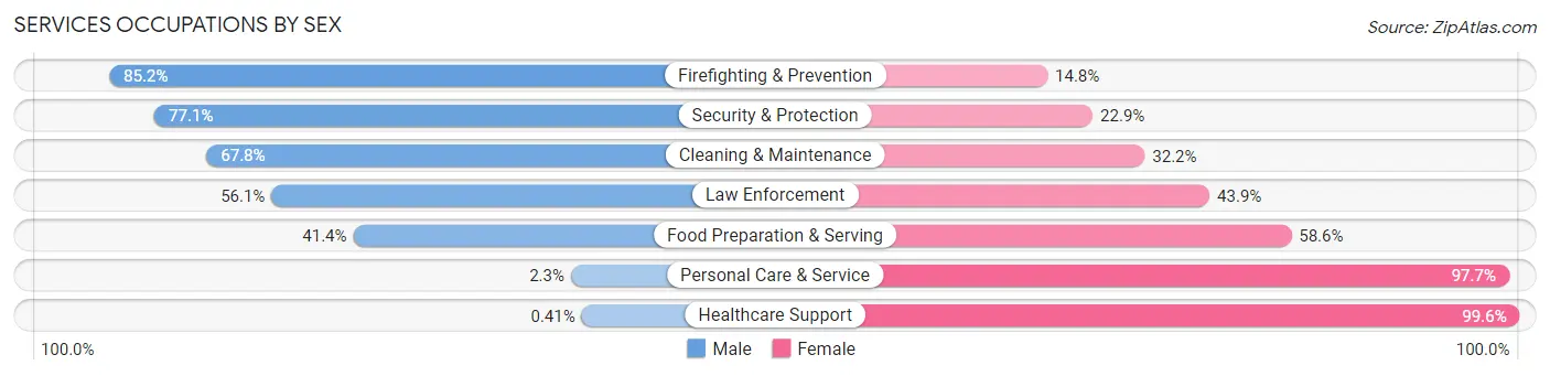 Services Occupations by Sex in Chester County