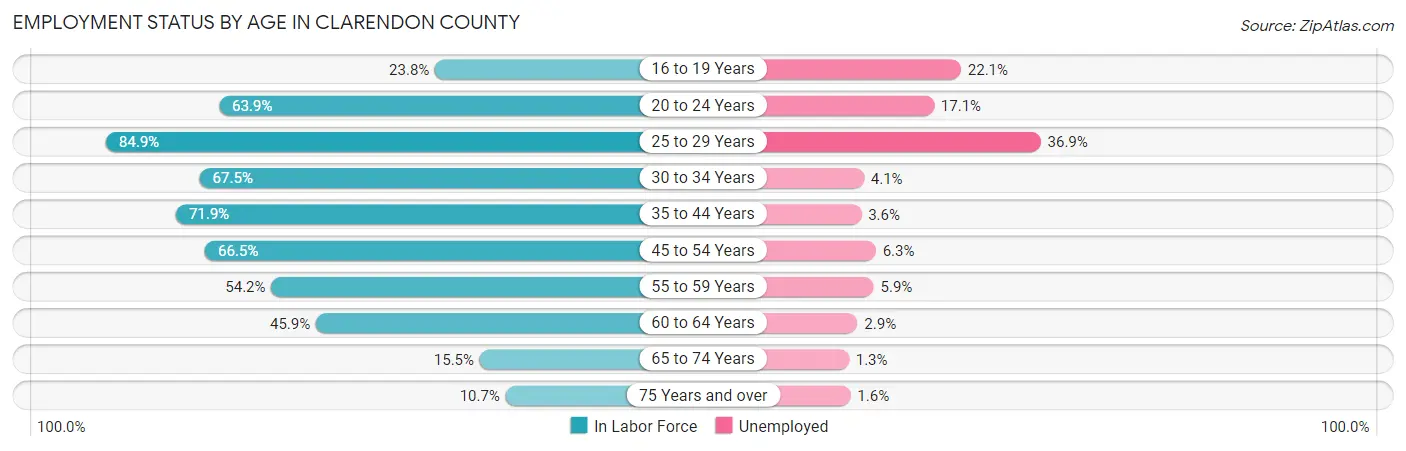 Employment Status by Age in Clarendon County
