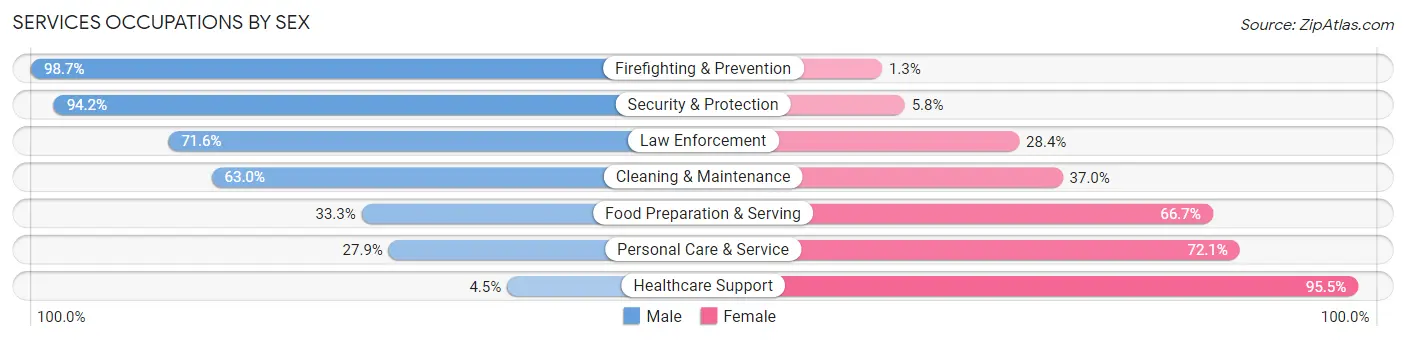 Services Occupations by Sex in Laurens County