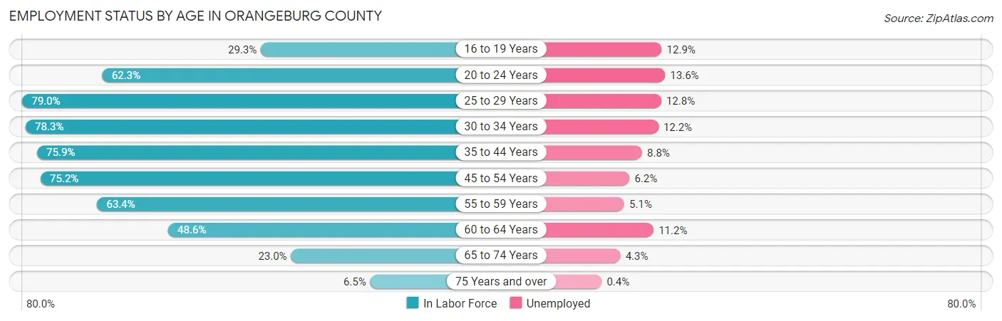 Employment Status by Age in Orangeburg County